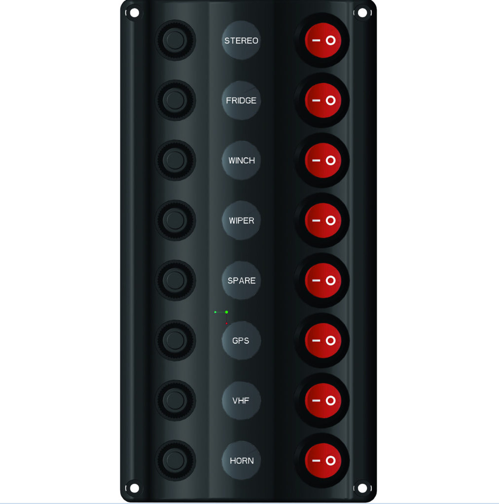 Wave Design Switch Panel with Circuit Breaker - 8 Switches