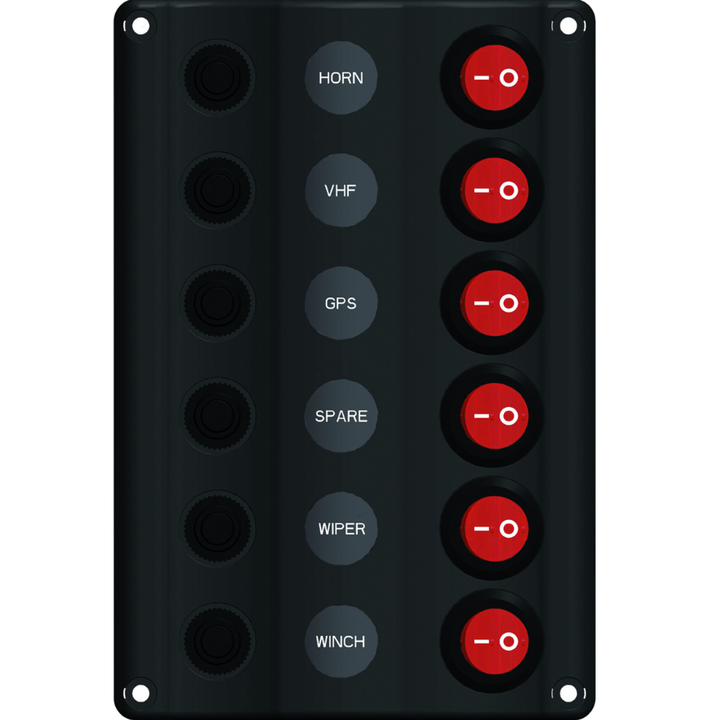 Wave Design Switch Panel with Circuit Breaker - 6 Switches