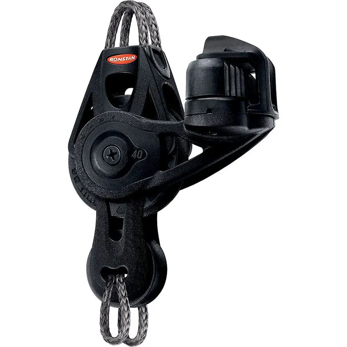 Ronstan Series Series 40 Ball Bearing Orbit Block™, Fiddle with Becket, Cleat, and Dyneema™ Link Head RF45531