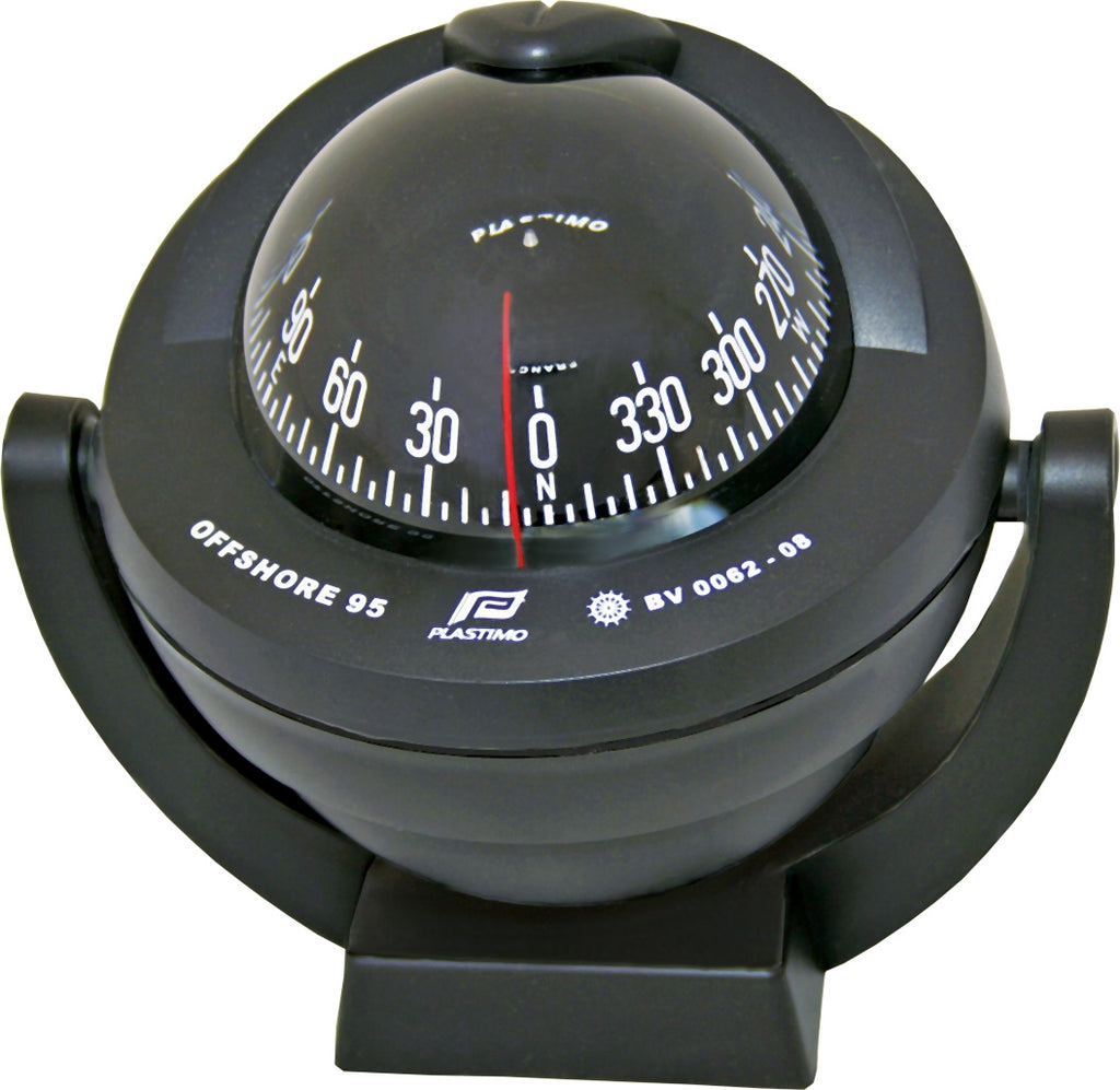 OFFSHORE 95 POWERBOAT COMPASS - BRACKET MOUNT, BLACK, CONICAL - bosunsboat