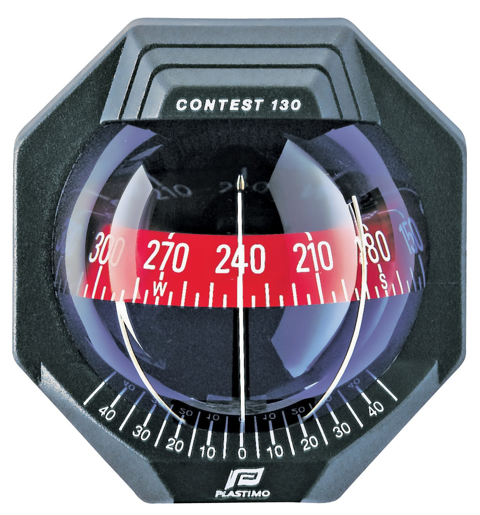 CONTEST 130 SAILBOAT COMPASS - BULKHEAD VERTICAL MOUNT, BLACK WITH RED CARD - bosunsboat