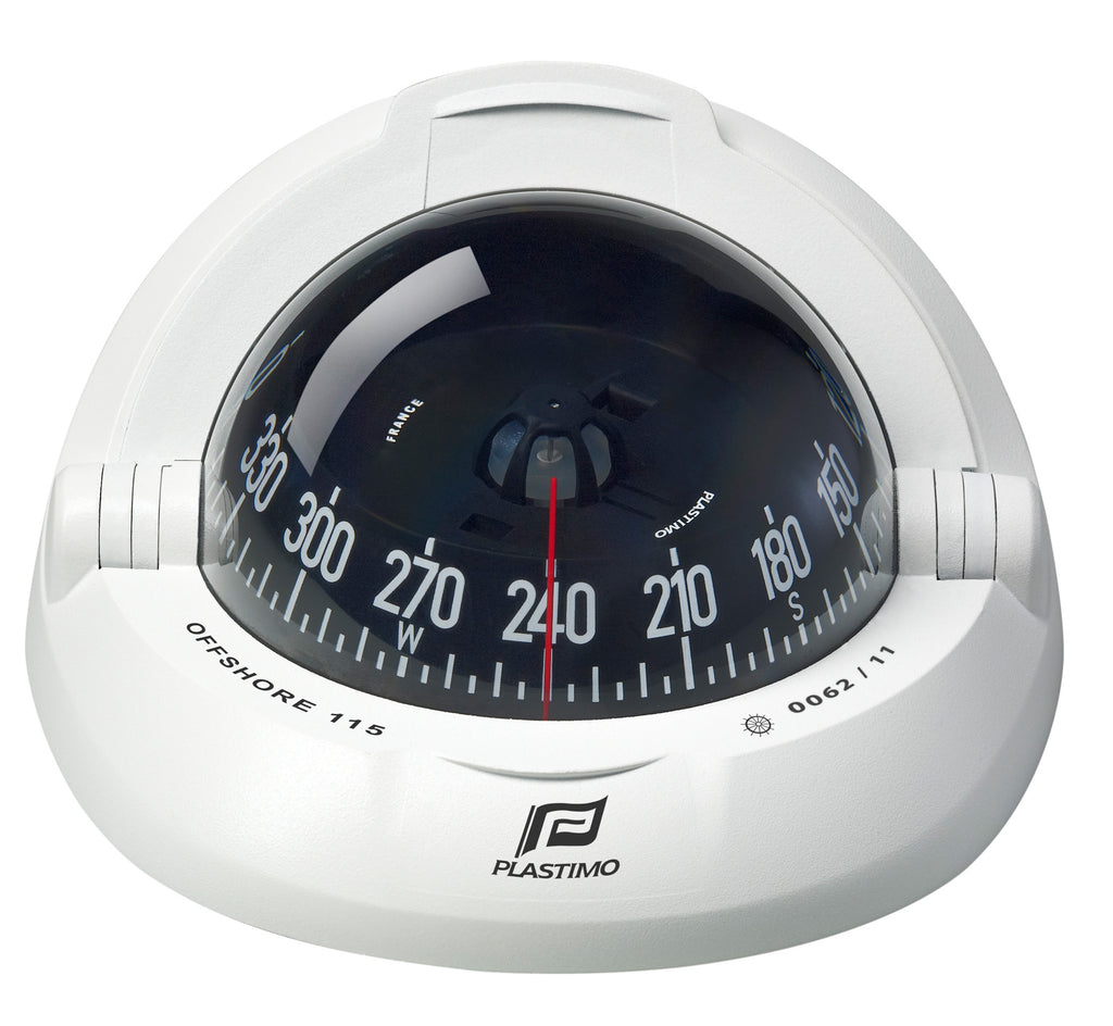 OFFSHORE 115 POWERBOAT COMPASS - FLUSH MOUNT, WHITE, CONICAL - bosunsboat