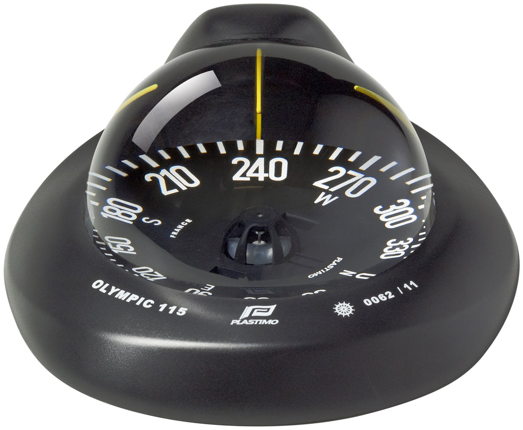 OLYMPIC 115 SAILBOAT COMPASS - FLUSH MOUNT, BLACK WITH BLACK CARD - bosunsboat