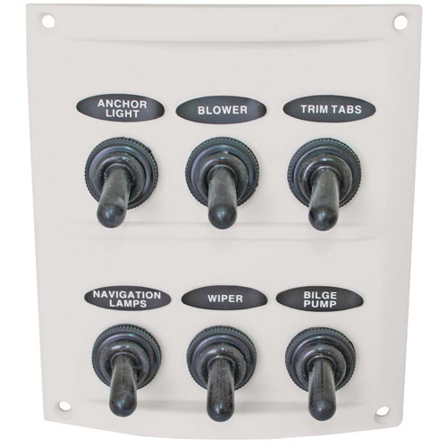 Splashproof White 6 Switch Panel | Bosuns Locker
