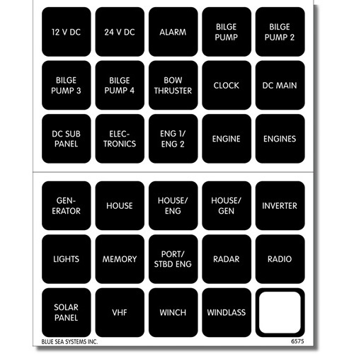 Waterproof DC Label Kit - 30 Black Square... | Bosuns Locker