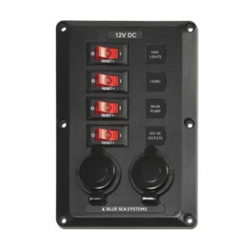 Panel BelowDeck 12VDC CB 4 Pos 2 12V Plug | Bosuns Locker