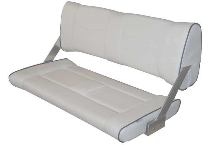 ESM Double Flip-Back Seat - White (Light Grey) with black piping