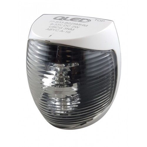 QLED LED NAVIGATION 3NM, STEAMING/ MASTHEAD, 225DEG., 9-33V w/white bracket