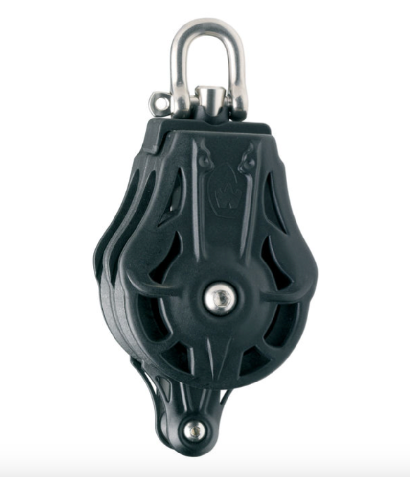 Wichard Double plain bearing block - Sheave 45 - Swivel head with becket