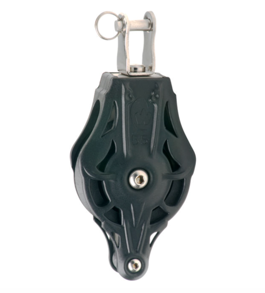 Wichard Single plain bearing block - Sheave 55 - Swivel with clevis & becket