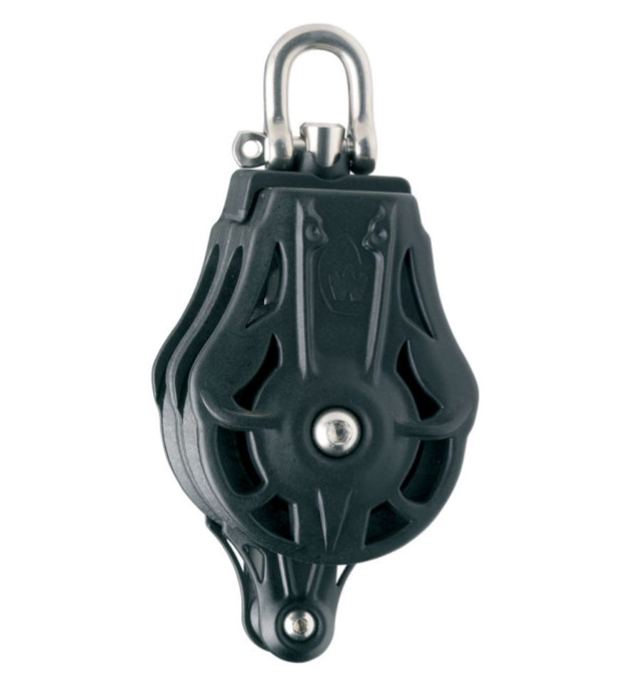Wichard Double plain bearing block - Sheave 70 - Swivel head & becket