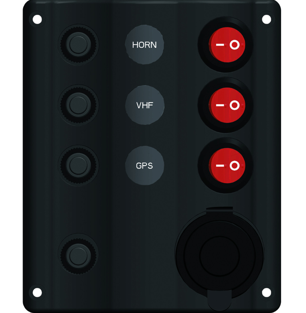Switch Panel with Circuit Breaker & Cig Socket - 3 Switch