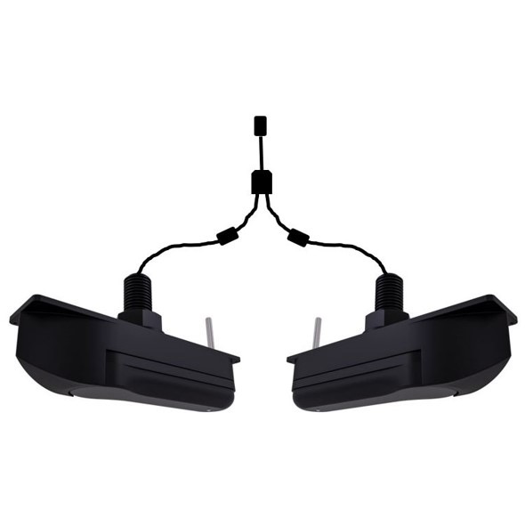 Pair of HV-300 HyperVision Plastic Through Hull Transducers with fairing block to be cut from 0-25 including Y-Cable and 4m-extension cable