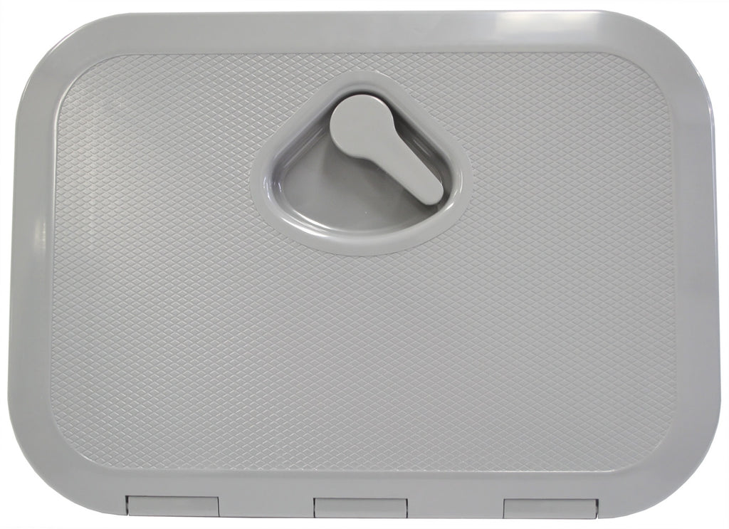 DELUXE MODEL OPENING STORAGE HATCHES - SIZE A, GREY, STANDARD FLUSH TYPE - bosunsboat