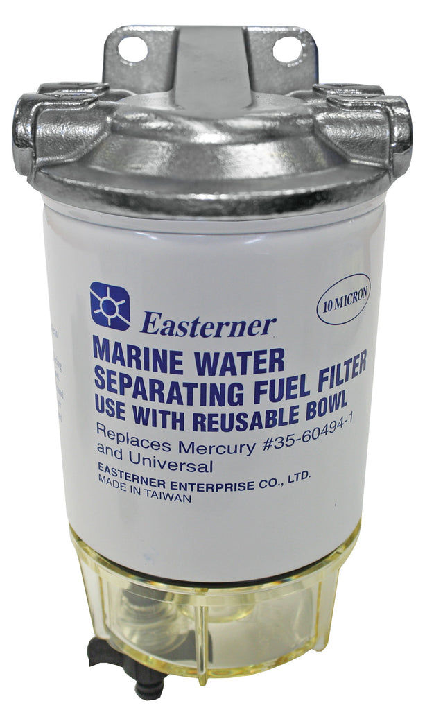 Water Separating Fuel Filter with Clear Bowl/Drain- Stainless Steel Head - bosunsboat