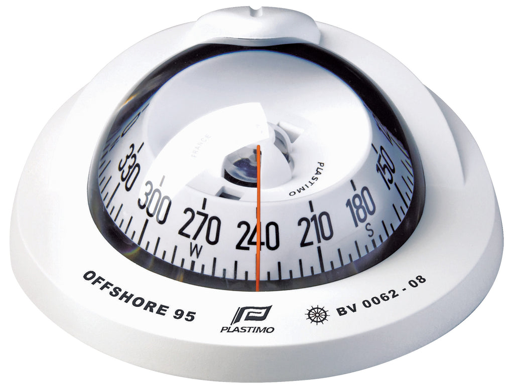 OFFSHORE 95 POWERBOAT COMPASS - FLUSH MOUNT, WHITE, CONICAL - bosunsboat