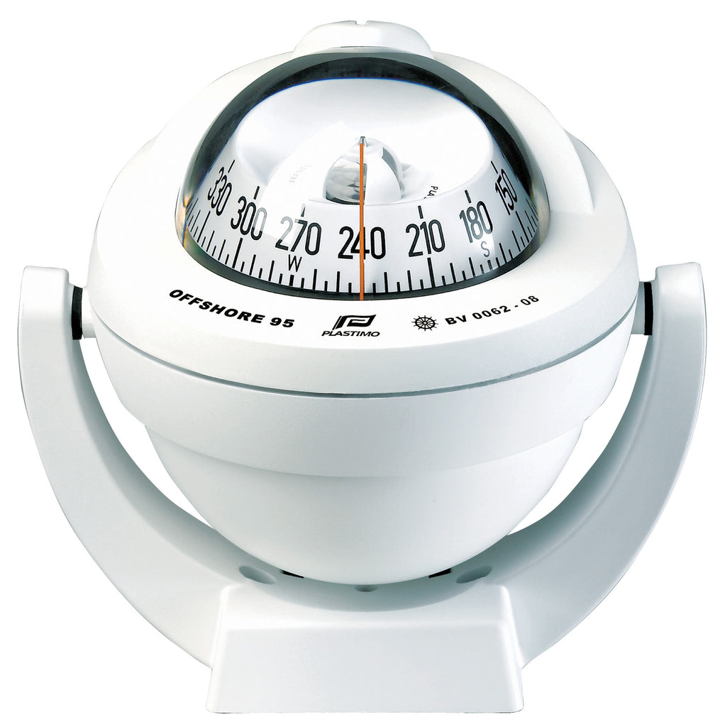 OFFSHORE 95 POWERBOAT COMPASS - BRACKET MOUNT, WHITE, CONICAL - bosunsboat