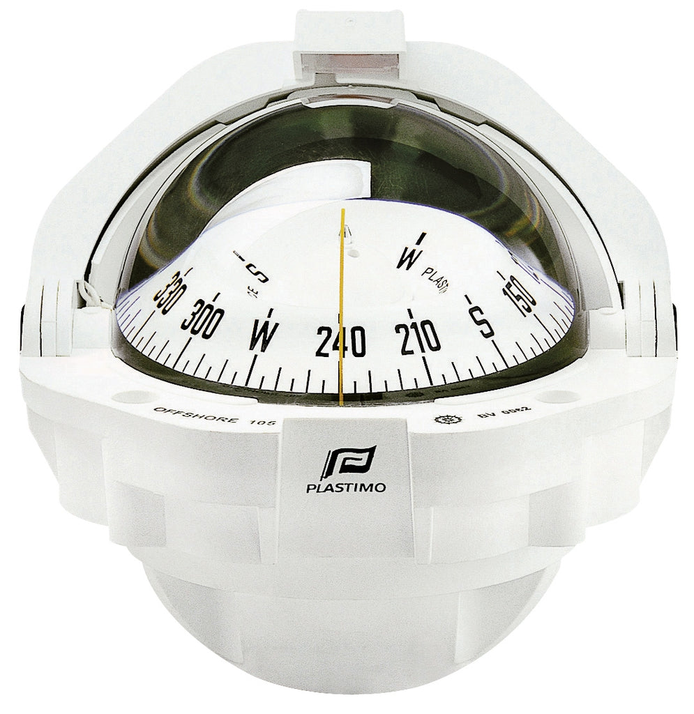 OFFSHORE 105 POWERBOAT COMPASS - FLUSH MOUNT, WHITE, CONICAL - bosunsboat