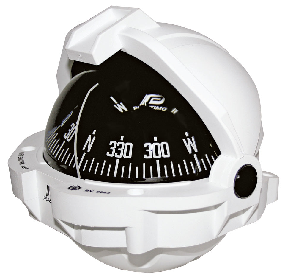 OFFSHORE 135 POWERBOAT COMPASS - FLUSH MOUNT, WHITE, CONICAL - bosunsboat