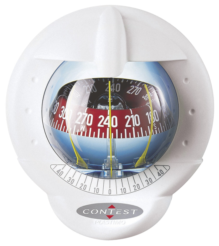 CONTEST 101 SAILBOAT COMPASS - WHITE WITH RED CARD - bosunsboat