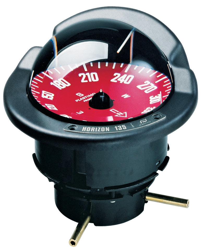 OFFSHORE 135 POWER & SAILBOAT COMPASS - BLACK FLUSH COMPASS WITH RED CARD - bosunsboat
