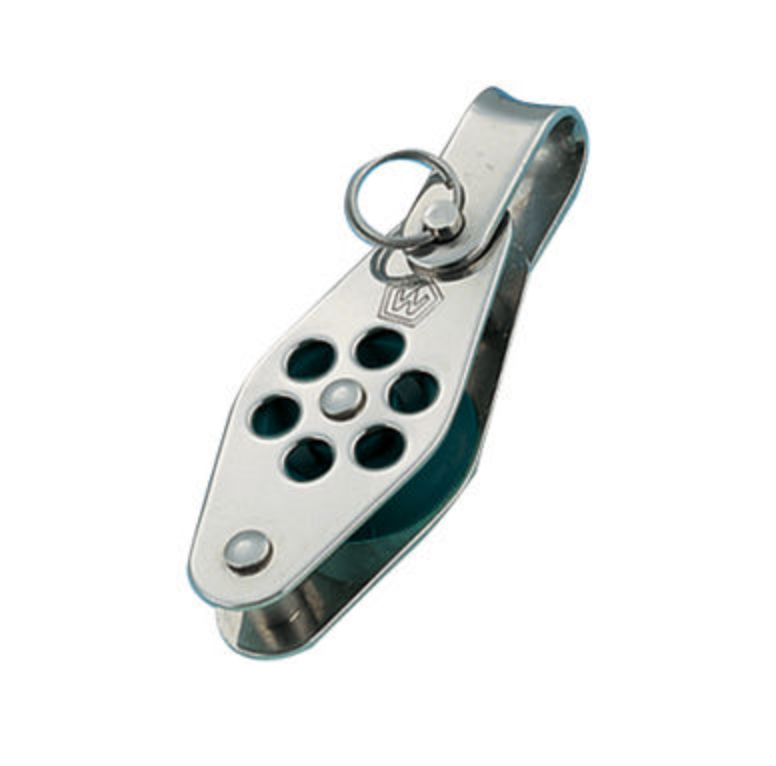 Wichard Stainless steel single block - sheave 24 - with shackle & becket