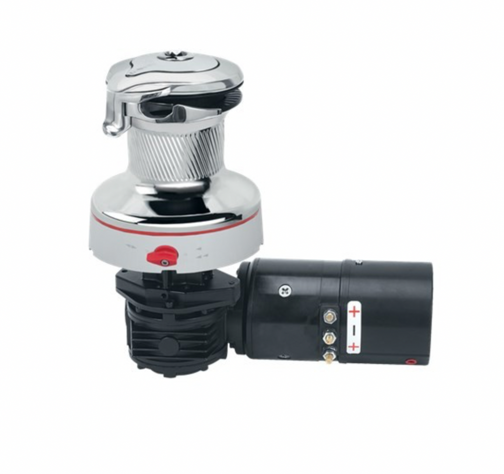 HARKEN 40 Electric Self-Tailing Rewind™ Radial All-Chrome Winch — Reverse Speed, 12V Available power Electric horizontal 12V