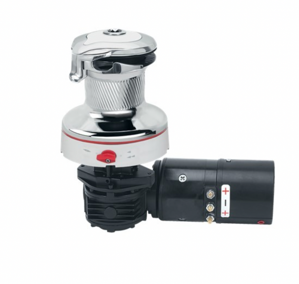 HARKEN 40 Electric Self-Tailing Rewind™ Radial White Winch — Reverse Speed, 12V Available power Electric horizontal 12V