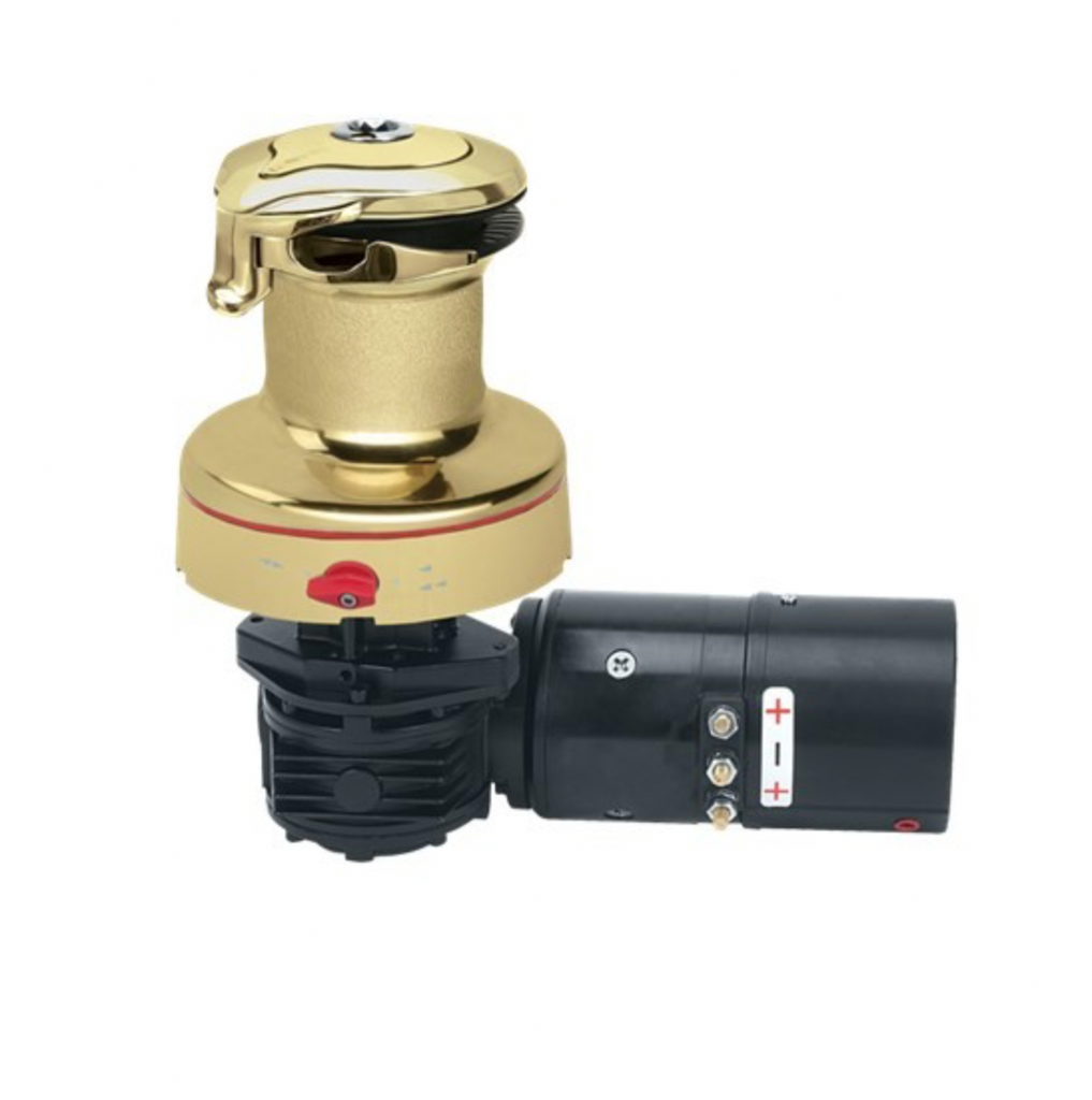 HARKEN 40 Electric Self-Tailing Rewind™ Radial Bronze Winch — Reverse Speed, 12V Available power Electric horizontal 12V