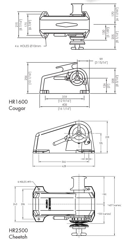 MUIR COMPACT HR 2500 (COUGAR) WINCH 10mm CHAIN - bosunsboat