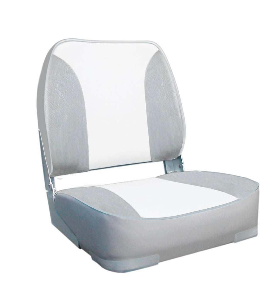 DELUXE FOLD DOWN SEAT UPHOLSTERED GREY/WHITE. OCEANSOUTH - bosunsboat